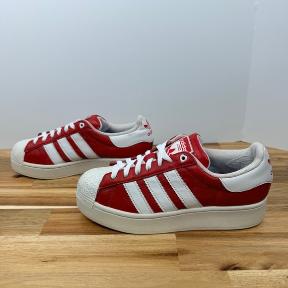 Adidas Superstar Platform Sneakers Heart Red White Women\'s Size 8.5 FZ1836